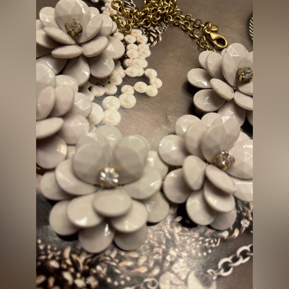 JCREW Chic Floral Necklace with Gold Accents